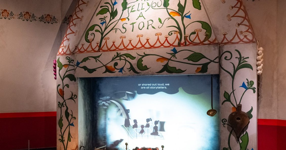 A photograph of a hearth AV inside the Fairy Tales exhibition