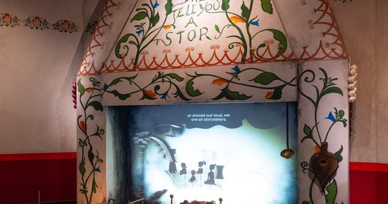 A photograph of a hearth AV inside the Fairy Tales exhibition