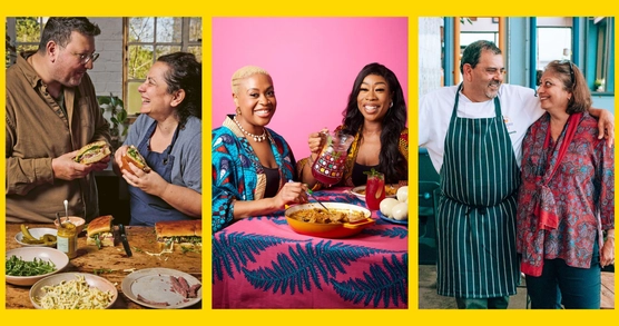 Photos of Itamar Srulovich and Sarit Packer, The Flygerians: Jess and Jo and Cyrus and Pervin Todiwala