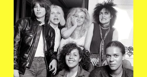photo of punk artists Chrissie Hynde, Debbie Harry, Viv Albertine, Siouxsie Sioux, Poly Styrene and Pauline Black