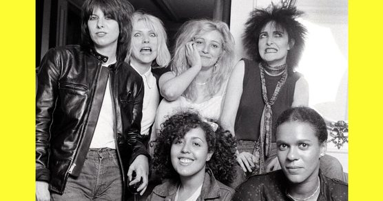 photo of punk artists Chrissie Hynde, Debbie Harry, Viv Albertine, Siouxsie Sioux, Poly Styrene and Pauline Black