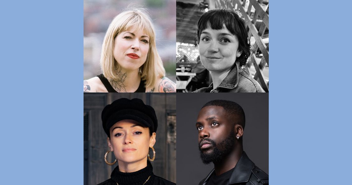 Composite image of four event speakers; Helen Mort, Rachael Allen, Sabrina Mahfouz and Derek Owusu.