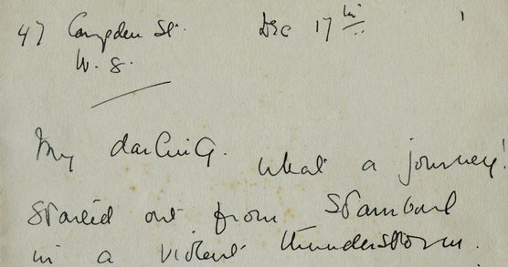 A hand written letter beginning with 'my darling, what a journey'