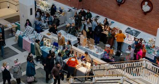 Stalls from above, at the Crafty Fox Market in the Library last year