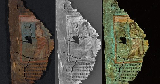 A set of ultraviolet, infrared, and visible light images of an illuminated late antique manuscript written in Ancient Greek