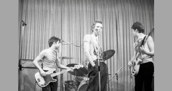 Photo of the Sex Pistols on stage