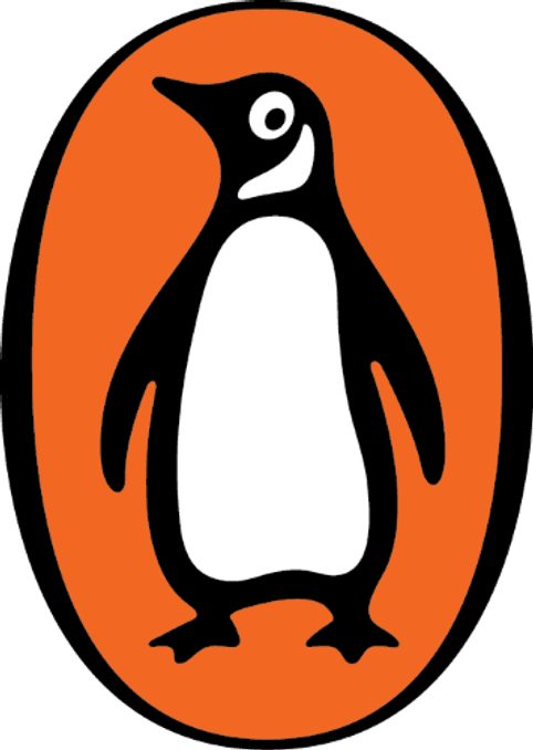 Black and white penguin on an orange background