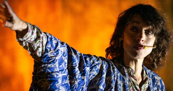 storyteller Vanessa Woolf performing