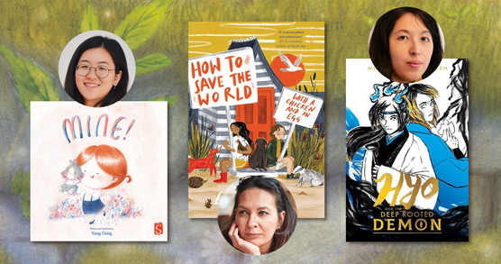 Emma Shevah, Christina Yang Dong and Mina Ikemoto Ghosh portraits alongside their books