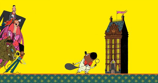Cartoon beaver with magnifying glass looking at a house