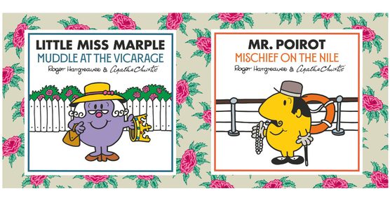 Two book covers, left Little Miss Marple, right Mr Poirot